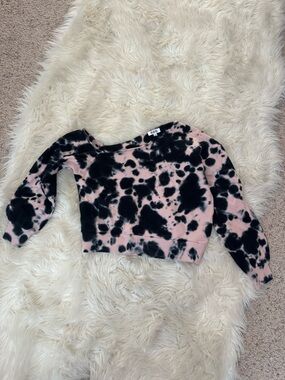 525 America Black Tie-Dye off the shoulder Sweatshirt